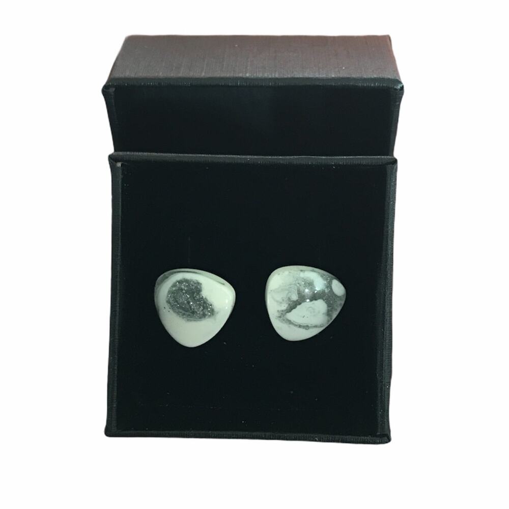 Faux Marble Stud Earrings Grey White
